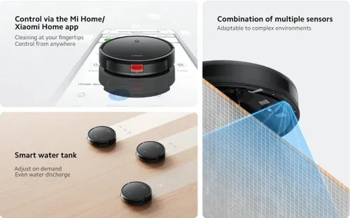 Vista 3 de Xiaomi Robot Vacuum E10C, potente ventilador de succión de 3500Pa, combinación de múltiples sensores, control de aplicaciones, tanque de agua