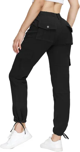 Vista 2 de Dafensi Women Cargo Pants High Waisted Casual Hiking Joggers Pants Adjustable Waist Cargos with 6 Pockets