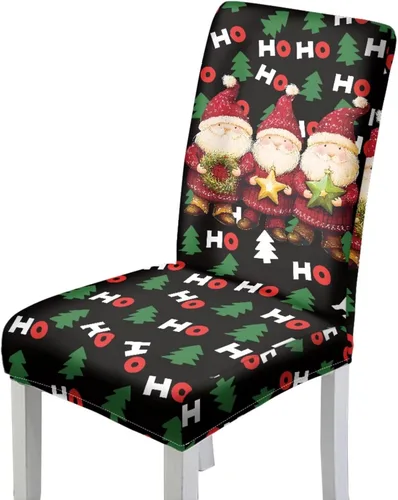 Vista 27 de Rnyleeg Juego de 1 fundas navideñas para sillas de comedor, color azul oscuro, fundas protectoras extraíbles y lavables para sillas de cocina
