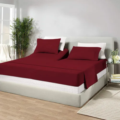Vista 2 de Juego de sábanas de algodón de 600 hilos tamaño Queen dividido para base de cama ajustable, juego de sábanas de 4 piezas con bolsillo profundo