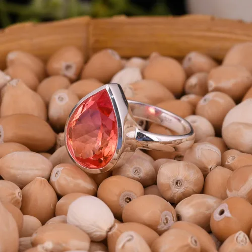 Vista 66 de PANOPLY Bio Pink Doublet Quartz Solid 925 Sterling Silver Ring for Women
