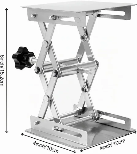 Vista 2 de ZOENHOU Plataforma de elevación de 2 piezas de 4 x 4 pulgadas, plataforma de elevación de soporte de laboratorio de acero inoxidable con rueda