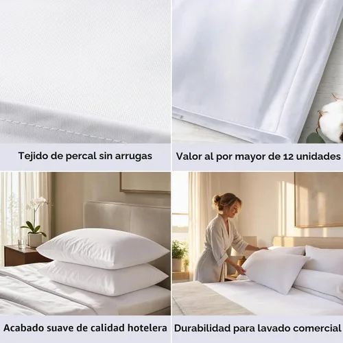 Vista 9 de Pacific Linens Juego de 12 fundas de almohada de percal suave, de lujo, sin arrugas, mezcla de algodón Polly de 200 hilos, ropa de cama de grado