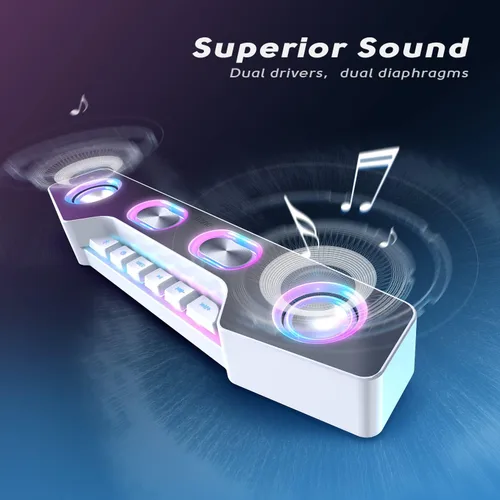 Vista 2 de FIFINE Altavoz de computadora y micrófono de transmisión, micrófono USB para juegos de PC con botón de silencio de filtro de explosión, altavoz RGB