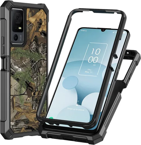 Vista 12 de Ailiber - Carcasa para TCL 40 XL T608M/Jitterbug Smart 4/40T T608DL, color negro Screen Protector, Air-Guard Corners, Dual Layer, Flexible TPU