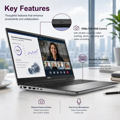 Vista 5 de Laptop Dell Precision 7680, NVIDIA RTX 2000 Ada 8GB, i7-13850HX, 64GB DDR5