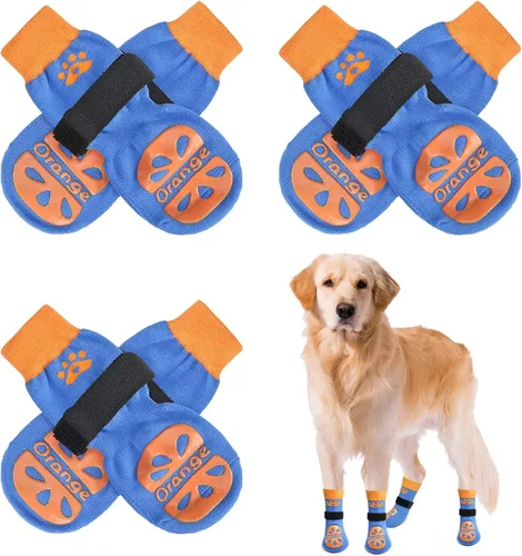 Vista 25 de BEAUTYZOO Calcetines antideslizantes para perros, zapatos de perro para pavimento frío/caliente, protectores de patas con empuñaduras, 3 pares