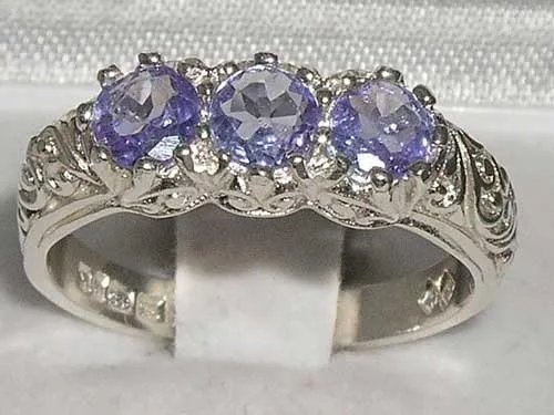 Vista 2 de Anillo de plata de ley 925 auténtica de Tanzanita para mujer
