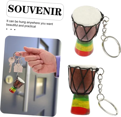 Vista 9 de Llavero Djembe de percusión Djembe Llaveros de instrumentos musicales Llaveros para amantes de la música, llavero de tambor africano, colgante