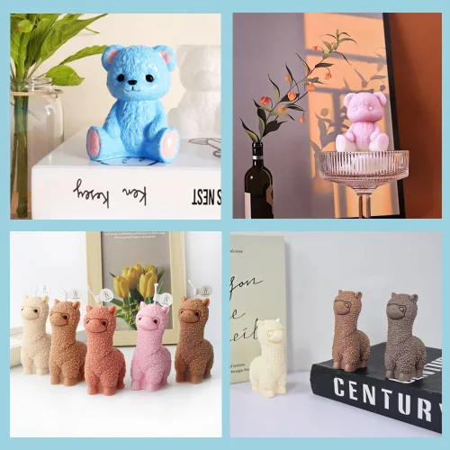 Vista 6 de 6 moldes de resina de animales, alpaca, bulldog, zorro, gato, oso y pulpo, 3D realistas para resina epoxi, molde de exhibición único