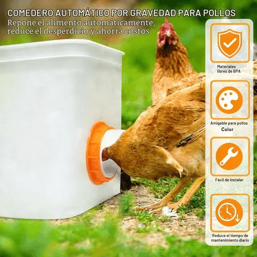Vista 2 de 8 Chicken Feeder Ports,DIY Poultry Feeder Cups with Lids & Drill Bit,Orange Alimentadores automáticos impermeables del pollo de la gravedad ningún