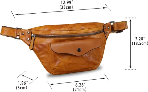 Vista 5 de Riñonera de cuero genuino para mujeres y hombres, bolso cruzado de cuero real vintage, bolso cruzado de moda para la cintura