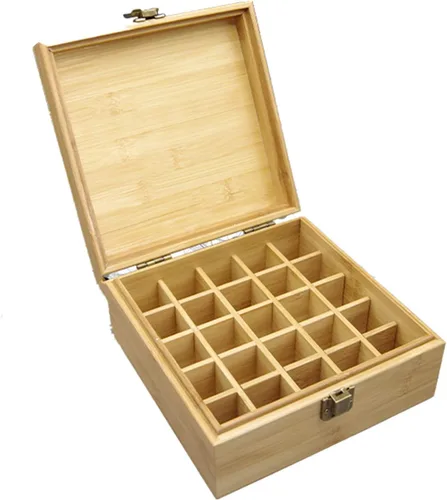 Vista 7 de Caja Organizadora de Viaje de Almacenamiento de Aceite Esencial de Bambú Pure Vie con Etiqueta de Tapa de Botella - Envase de Fragancia para Esmalte