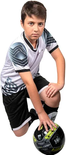 Vista 2 de PAIRFORMANCE Camisetas de fútbol para niños, uniforme de entrenamiento de equipo deportivo de 6 a 12 años, conjunto de camisetas y pantalones cortos