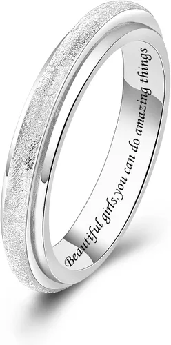 Vista 6 de Sterling Silver Spinner Fidget Ring Anti Anxiety Worry Relieving Boredom ADHD Autism Band Ring for Women Men
