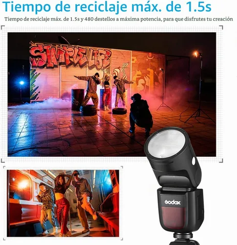 Vista 2 de Godox V1-S Flash Speedlite para Sony, 76Ws 2.4G X Inalámbrico TTL 1/8000 HSS Speedlight, 1.5s Reciclaje, 480 Parpadeos de Potencia Completa