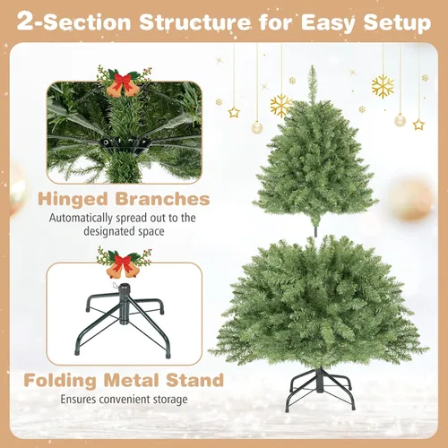 Vista 5 de GOFLAME Árbol de Navidad artificial de 4 pies con soporte de metal plegable