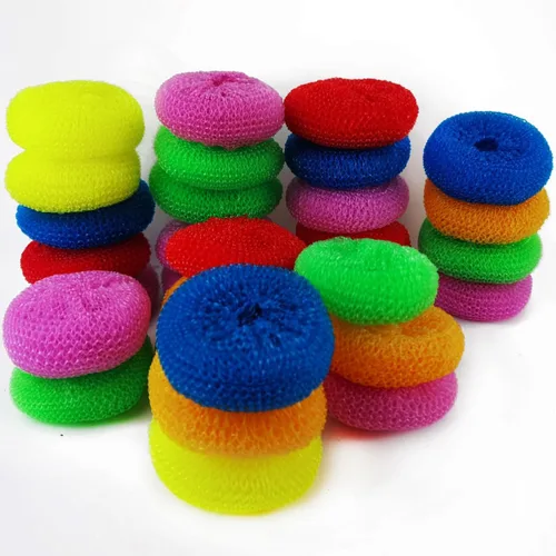 Vista 4 de TIHOOD 30 almohadillas para fregar platos que no rayan, almohadilla redonda para fregar platos, varios colores, herramientas de limpieza de cocina