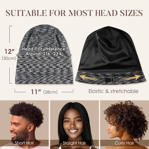 Vista 5 de LULUSILK Gorro de Dormir con Forro de Seda de Morera, Se Acabó el Cabello Encrespado y Enredado, Envoltorio de Cabello de Seda que se Mantiene