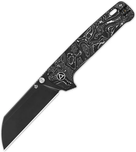 Vista 5 de QSP Penguin Plus - Cuchillo de bolsillo plegable, 3.38 pulgadas CPM20CV, cuchillo EDC de hoja de lavado a la piedra, hoja de aluminio frontal CF