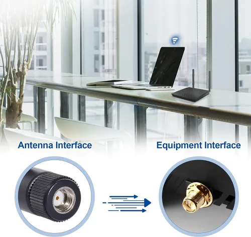 Vista 3 de Bingfu Antena de doble banda WiFi 2.4GHz 5GHz 5.8GHz 8dBi MIMO RP-SMA Macho Antena (paquete de 2) para enrutador WiFi, tarjeta de red inalámbrica