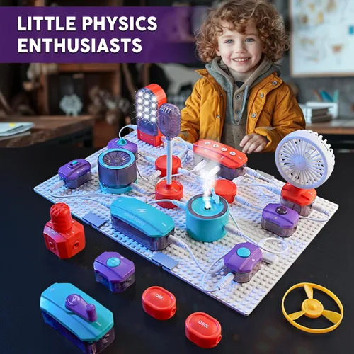 Vista 2 de VATOS Circuito científico para niños, kit de exploración electrónica de bricolaje de 53 piezas con más de 150 proyectos, kit de placa de circuito
