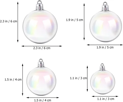 Vista 6 de 18 bolas de adornos iridiscentes, adornos colgantes transparentes de Navidad para fiestas de Navidad, cumpleaños, decoración de boda