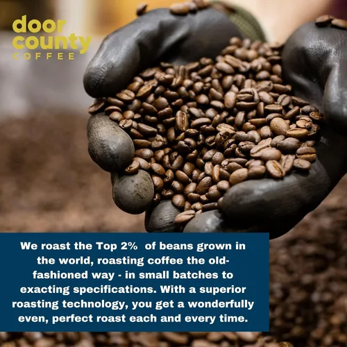 Vista 5 de Door County Coffee Café Molido con Sabor a Toffee de Almendra - 10 Tazas de Una Sola Porción - Tostado Medio - 100% Arábica Especial - Gourmet