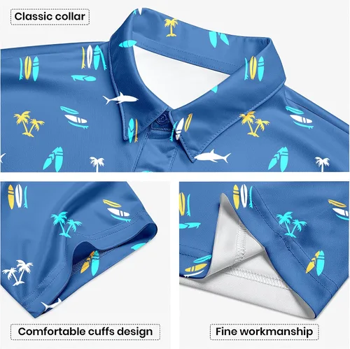 Vista 135 de Camisa de golf de los años 80 para hombre, ajuste seco, manga corta, estampada, divertidas, camisas de golf de los años 90 para hombre