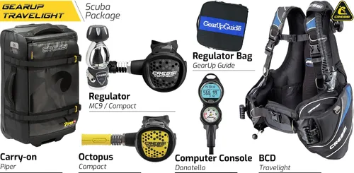 Vista 2 de Cressi Travelight - Paquete de buceo de 15 libras para computadora de buceo, bolsa regular de buceo GupG y antorcha de buceo Kraken