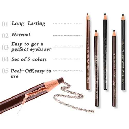 Vista 4 de 5 COLORES Set Lápiz De Cejas Dibujo Ojo Cejas Pluma Peel Off Maquillaje Cosmético