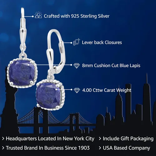 Vista 119 de Gem Stone King Aretes colgantes de plata de ley 925 de 0.315 pulgadas para mujer