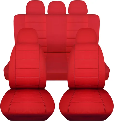 Vista 13 de Totally Covers Fundas de asiento de coche sólidas con 5 fundas (2 delanteras + 3 traseras) para reposacabezas: color negro, ajuste