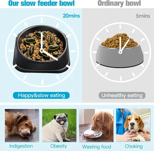 Vista 3 de UPSKY Cuenco de alimentación lenta para perros pequeños con rompecabezas - Antideslizante, antihinchazón, antiasfixia