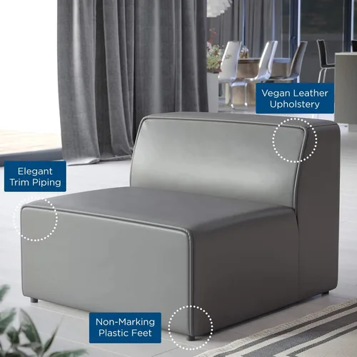 Vista 8 de Modway Mingle Sofá seccional de cuero vegano Silla sin brazos en gris