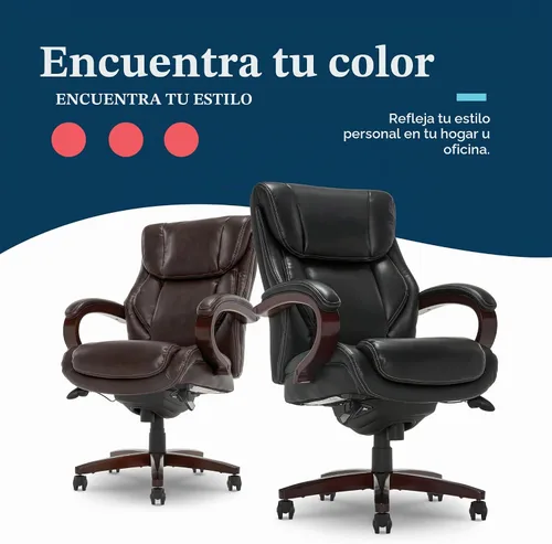 Vista 12 de La-Z-Boy Executive Ergonomic Office Chair with Lumar Support, Leather Chair Negro