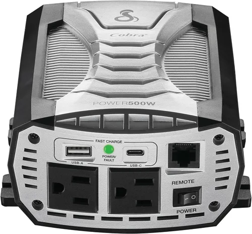 Vista 10 de Inversor de Potencia Cobra PURE SINE de 400W, Portátil – Cargador para Automóvil de 400 Vatios, 2 Enchufes de CA con Conexión a Tierra, 2 Puertos