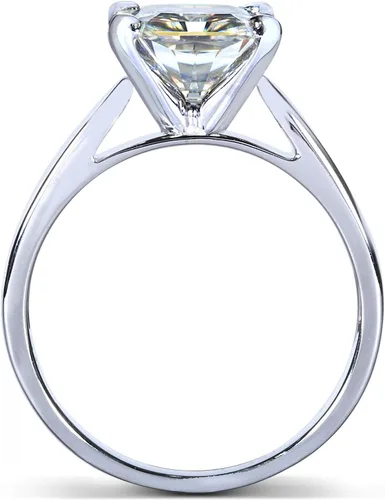 Vista 3 de Kobelli Anillo de compromiso de la catedral de la princesa moissanita con cabeza de clavija, oro blanco de 14 quilates