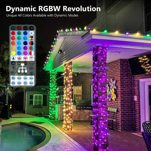 Vista 2 de ODEETRONIC - Guirnalda de luces USB para Halloween, 33 pies, 100 LED RGB remoto multicolor 40+ Colors; 490+ Lighting modes; 4/6/8H timer