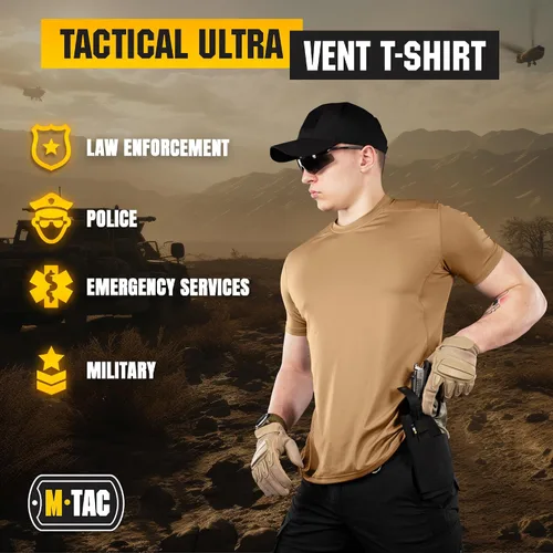 Vista 2 de M-Tac Camiseta táctica de manga corta Camiseta de entrenamiento de gimnasio para hombre, militar, ultra ventilada, para entrenamiento atlético