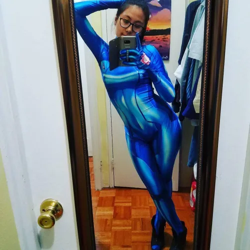 Vista 4 de Cosplay Life Disfraz de cosplay de Samus Zero Suit Disfraz de Metroid para cosplay, Halloween, sesiones de fotos Traje corporal de tela de licra