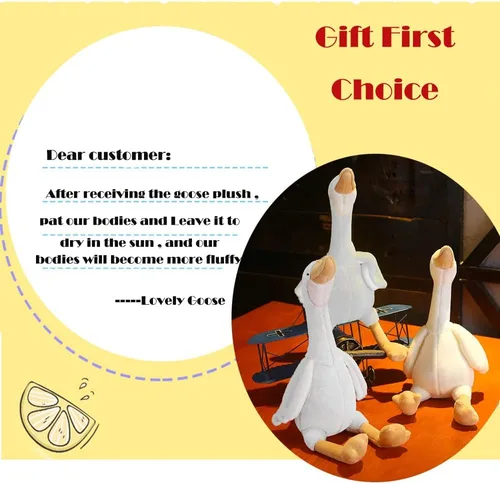 Vista 5 de 3 piezas de 15.7 pulgadas de cisne, peluche blanco de ganso, regalo para niños