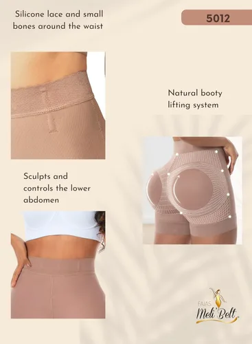 Vista 5 de FAJAS MELI'BELT 5012 - Pantalones cortos de faja colombiana de cintura alta para levantamiento de glúteos, pantalones cortos Levanta Cola Colombianos