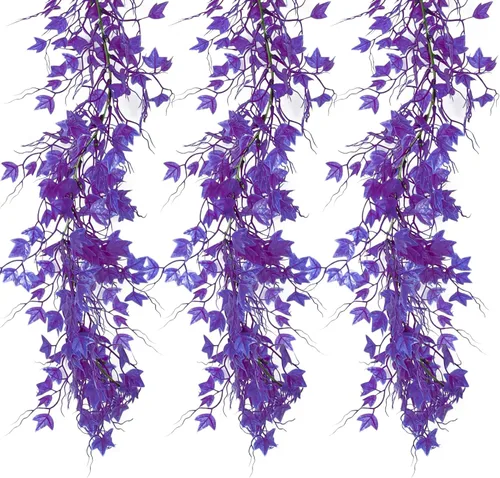 Vista 63 de RECUTMS Guirnalda artificial de otoño, plantas de vegetación sintética 1 pieza seda marrón