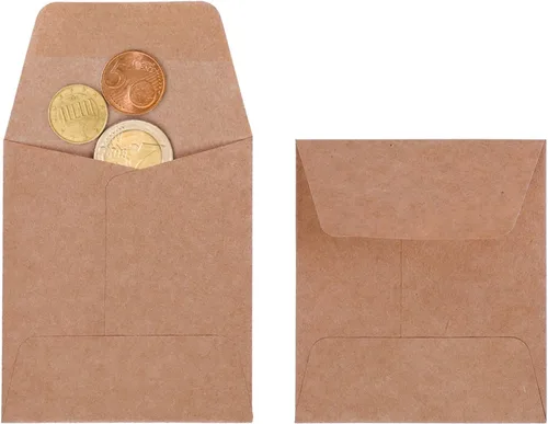 Vista 8 de Tuhangcc Paquete de 100 sobres para monedas pequeñas, sobres de semillas de papel de estraza autoadhesivos, resistentes, piezas pequeñas, sellos