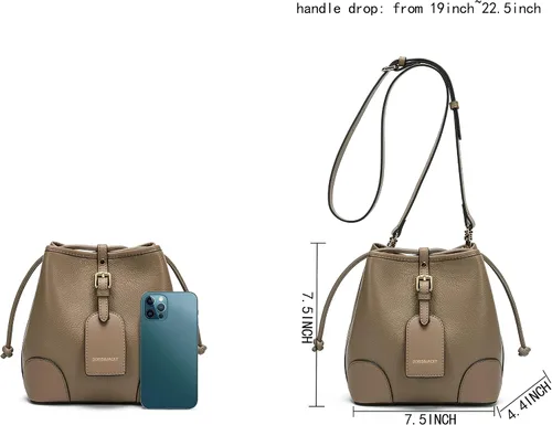 Vista 5 de Bolso de hombro pequeño de cuero con cordón para mujer de 2 vías