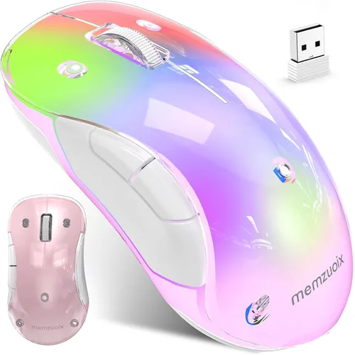 Vista 14 de Memzuoix ratón inalámbrico LED 2.4G, ratón recargable ergonómico con cubierta desmontable, ratón óptico portátil de 1200 DPI con receptor USB