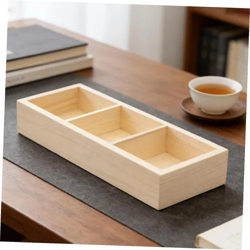 Vista 7 de SUPVOX Wooden Tea Bag Organizer with 3 Compartments Tea Storage Box for Drawer and Cabinet for Kitchen and Office Use