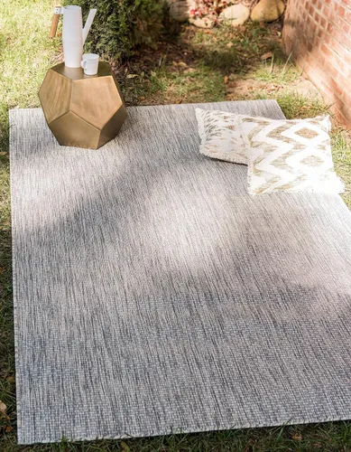 Vista 2 de Unique Loom Collection Alfombra de Área de Tejido Plano Casual de Transición Sólida Jaspeada para Interiores/Exteriores