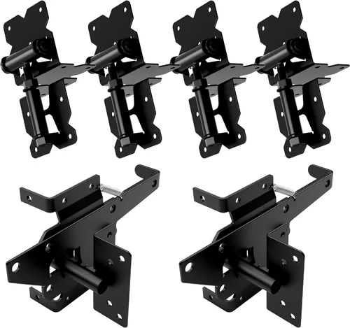 Vista 8 de WINSOON Kit de herrajes de cierre automático de acero inoxidable para puerta y pestillo, bisagras de puerta de tensión ajustable de alta